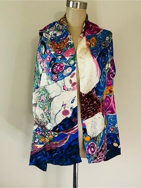 Van Gogh Silk Abstract Floral Multicolor Wrap Scarf -